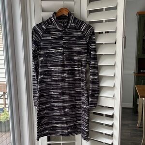 Soybu Black and White Striped Long Sleeve Dress